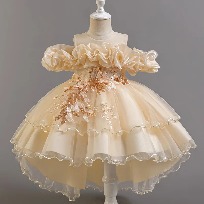 Lace Ribbon Trim - ชุดเดรสเด็กผู้หญิงดอกไม้แฟชั่นสำหรับงานแต่งงานชุดเดรสปาร์ตี้ลูกไม้ตาข่ายแขนกุดสำหรับในฤดูร้อนสำหรับเด็กผู้หญิงเด็กน้อยสาวชุดเดรสปาร์ตี้2-12ปี