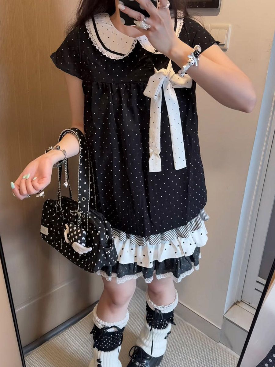 ชุดเซ็ต 2 ชิ้นสไตล์ Y2K คาวาอี - Lace Ribbon Trim บทวิจารณ์และราคา