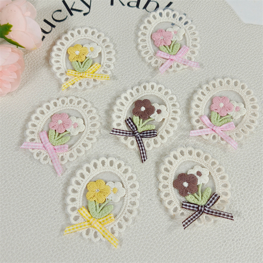 แพทช์ปักลายดอกไม้รูปโบว์วงรีขอ - Applique Patch Flower บทวิจารณ์และราคา
