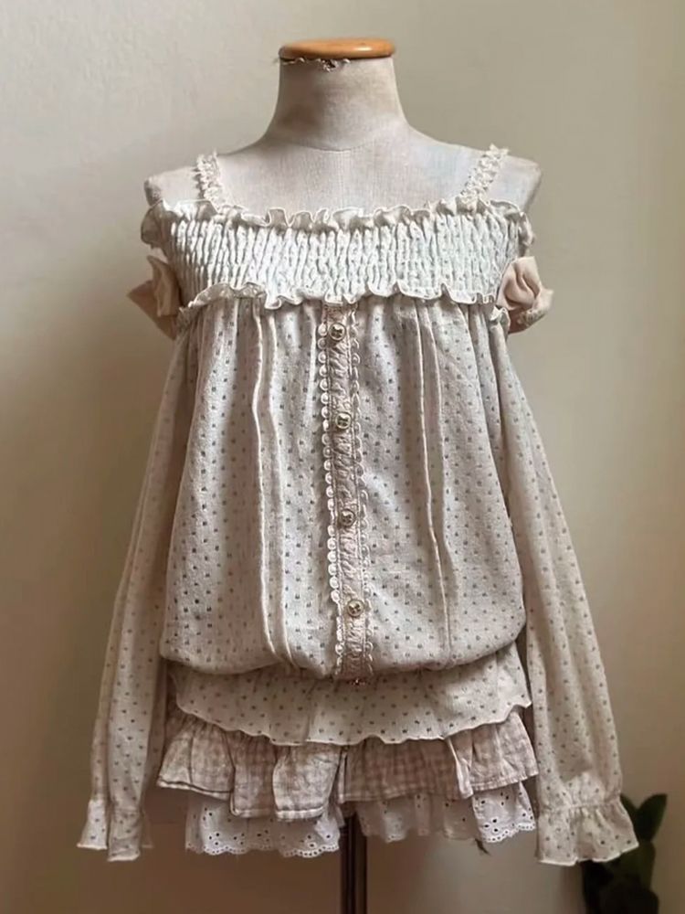 ชุดกระโปรงสั้นวินเทจสไตล์ญี่ปุ - Elastic Lace Trim บทวิจารณ์และราคา